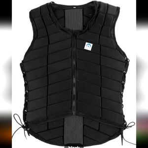 Black padded safety vest for riding horses